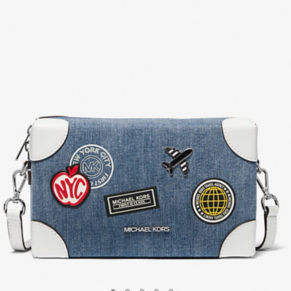 Jeanie Small Embellished Denim
Crossbody Bag